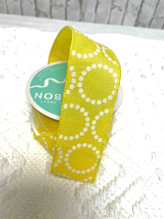 Yellow pearl bead burlap ribbon, RGO130529