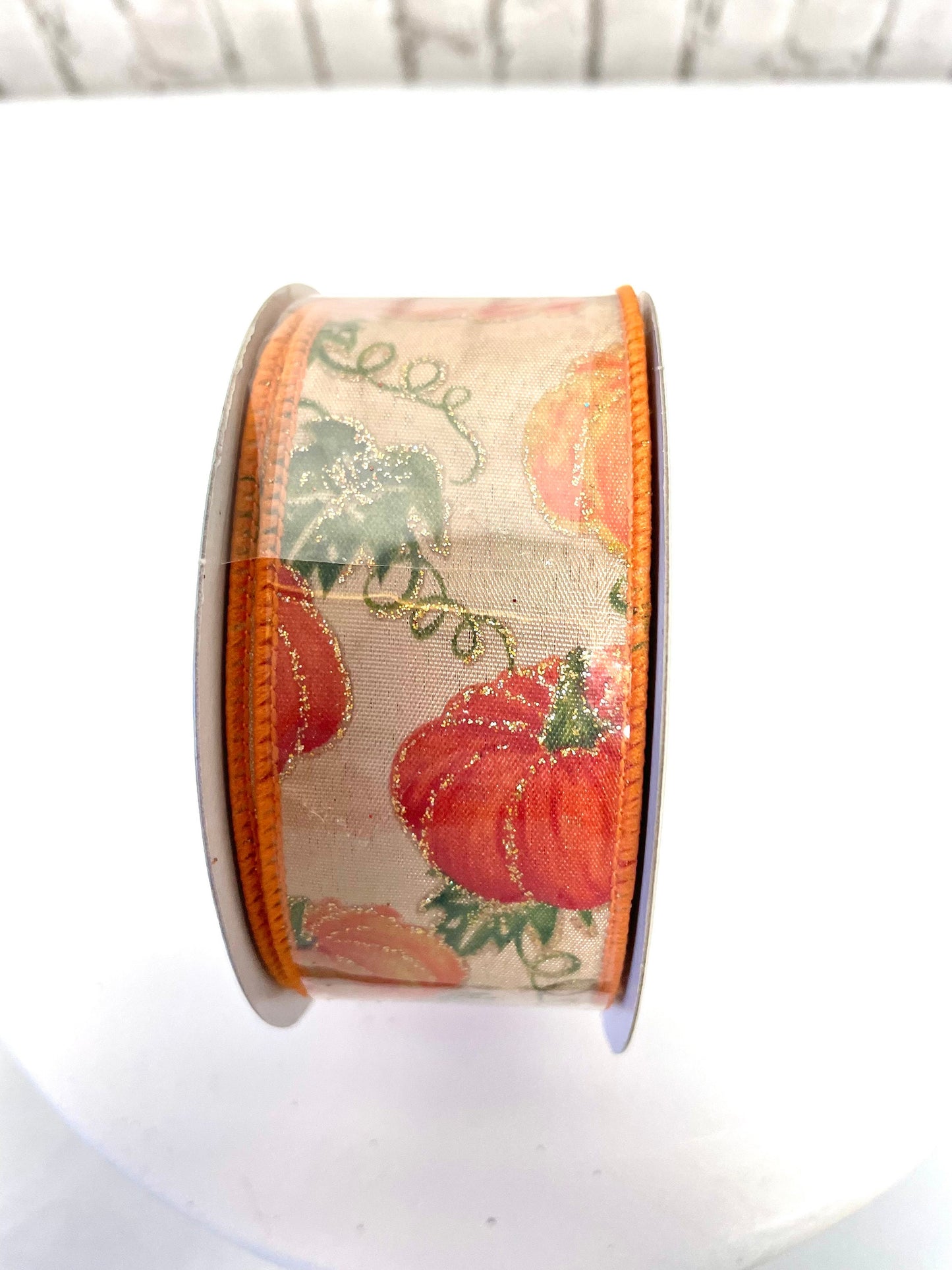 burlap orange glitter pumpkin ribbon, HA5000, fall pumpkin ribbon, fall ribbon