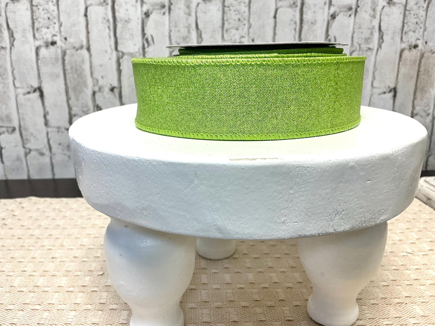Bright Green Shimmer Ribbon, 1.5” x 10YD, Wired, RGE138009