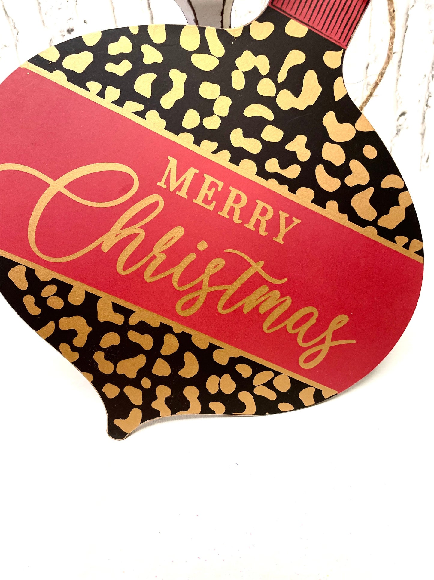 Merry Christmas leopard sign