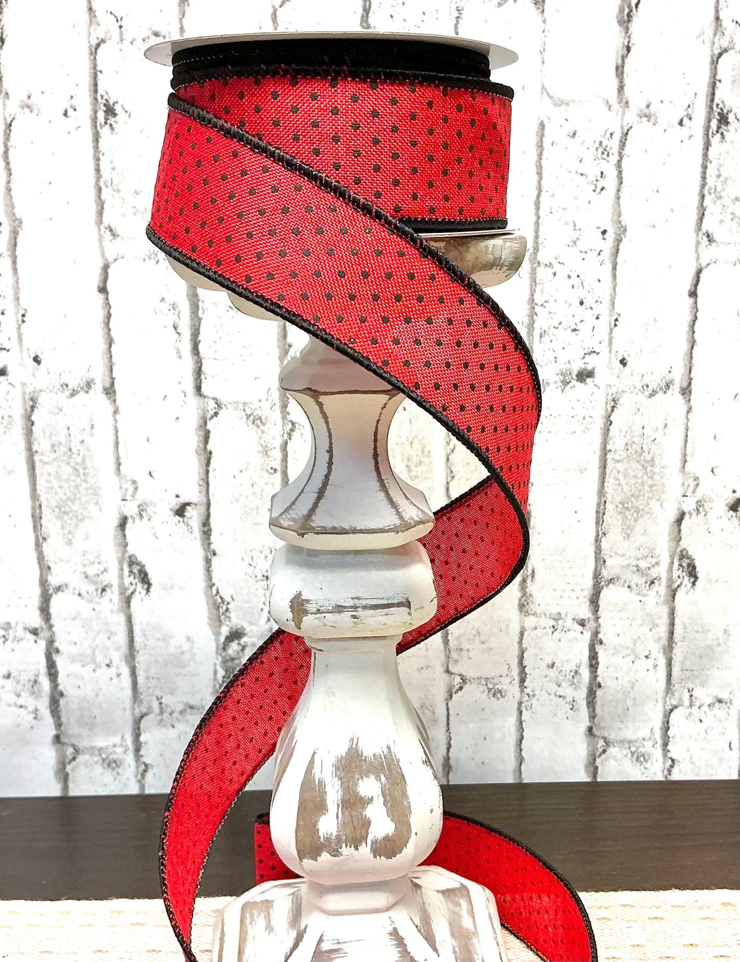 Red with Black dots Ribbon, 1.5” x 10 YD, RGO1685MA