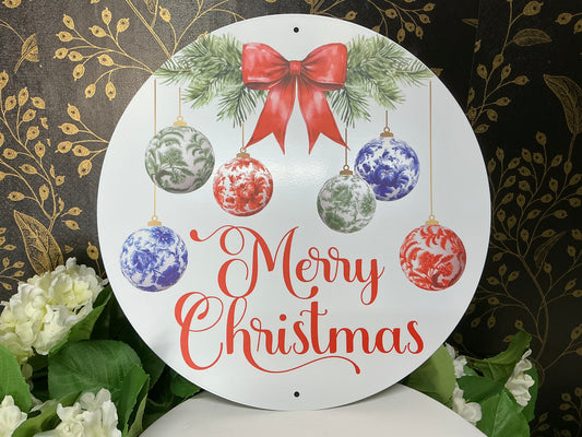 Christmas Chinoiserie ornament sign, 12” DIA, MD1686
