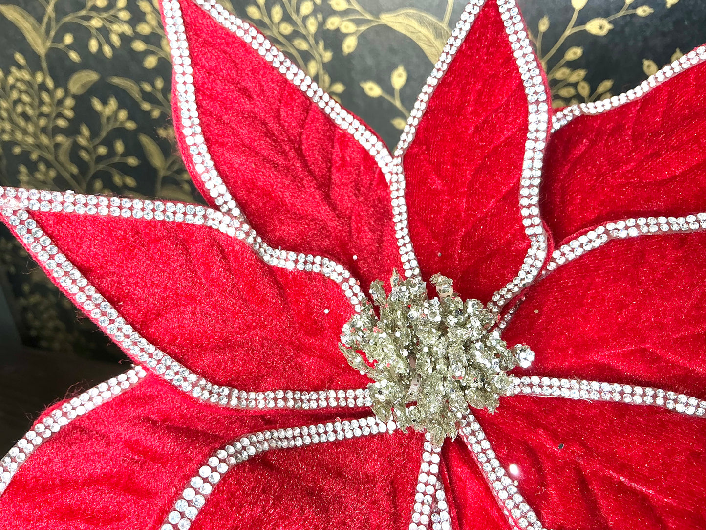 Red Poinsettia with crystals, 95415