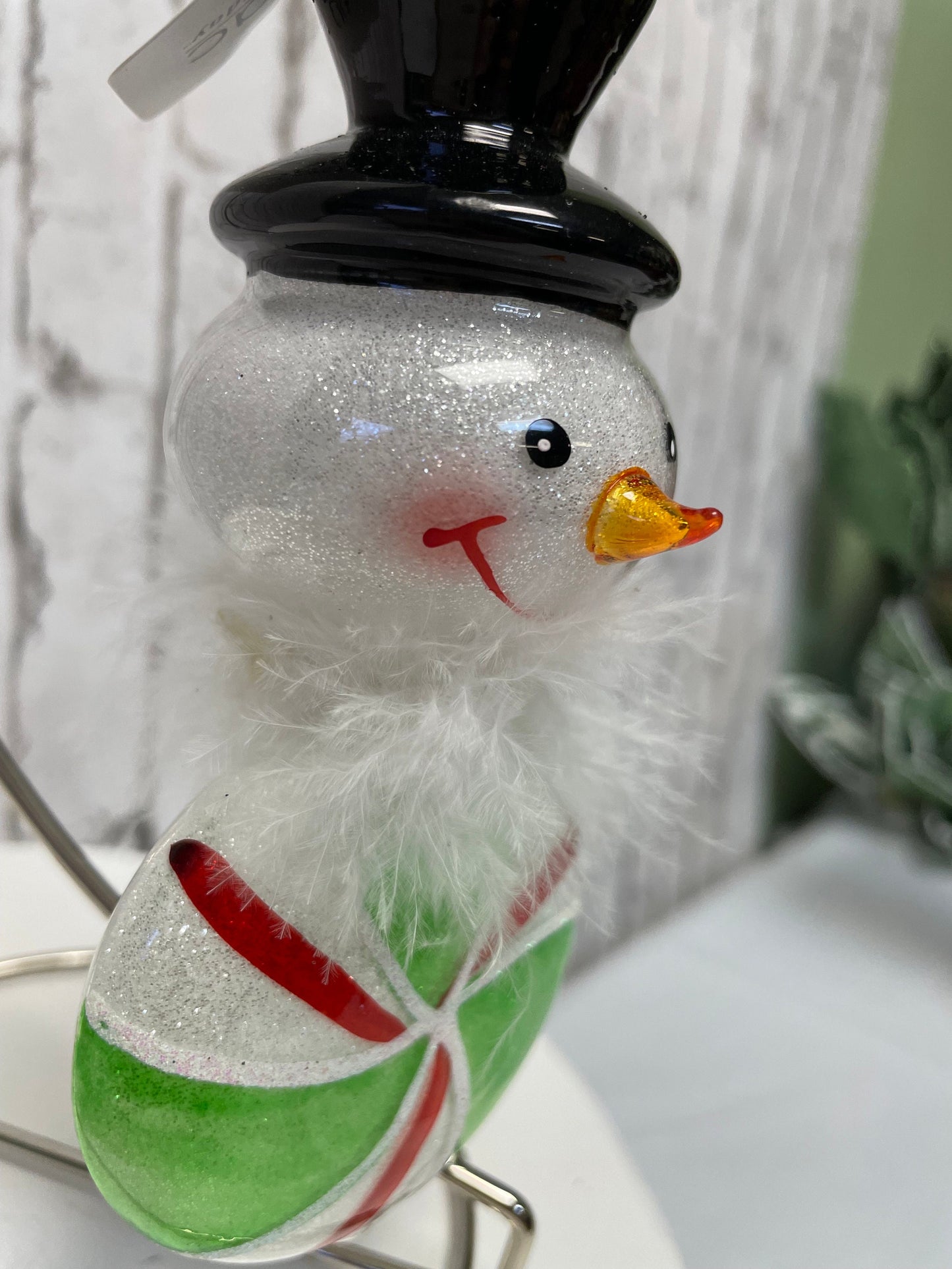 snowman peppermint Christmas ornament