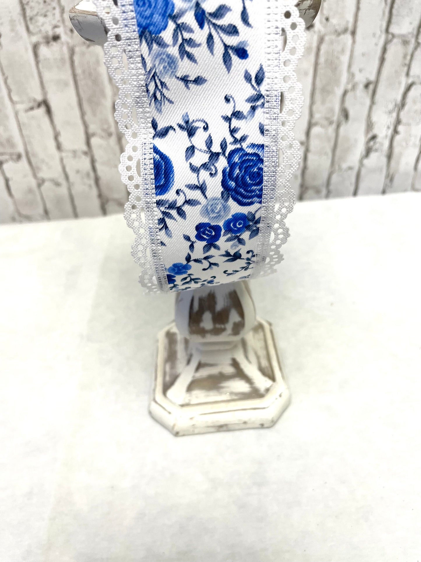 Spring ribbon, RGA8&92RW, mini roses ribbon, summer ribbon, blue and white ribbon, everyday ribbon, Easter ribbon, Mother’s Day ribbon
