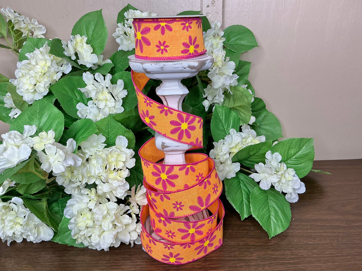 Orange/Pink daisy ribbon, RGE119120