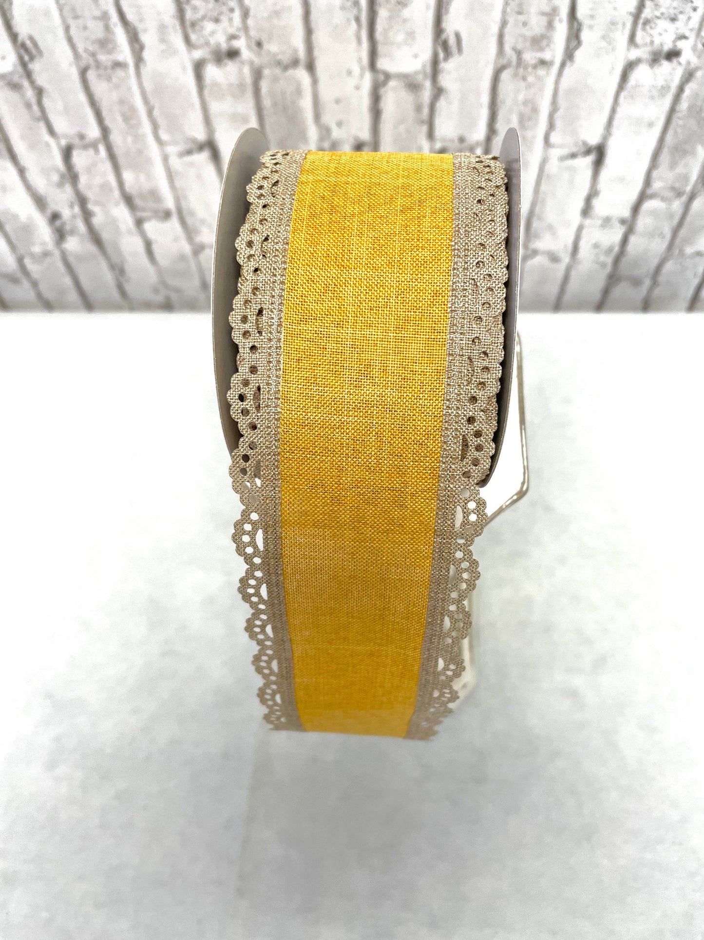 Everyday ribbon, RGA15428M, dark mustard royal burlap ribbon with scalloped edge, burlap ribbon, fall ribbon