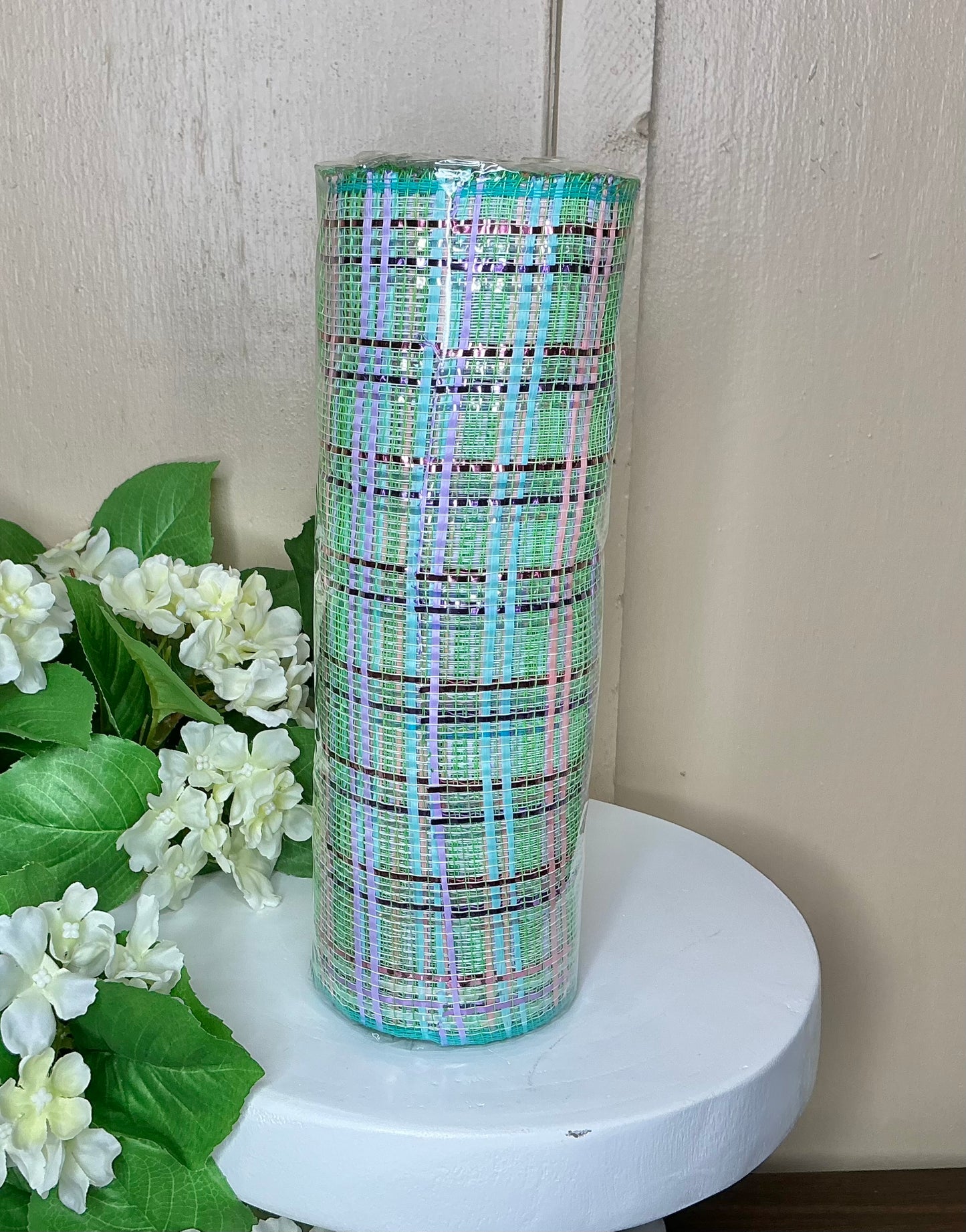 Green multicolor plaid mesh, RE1368XJ