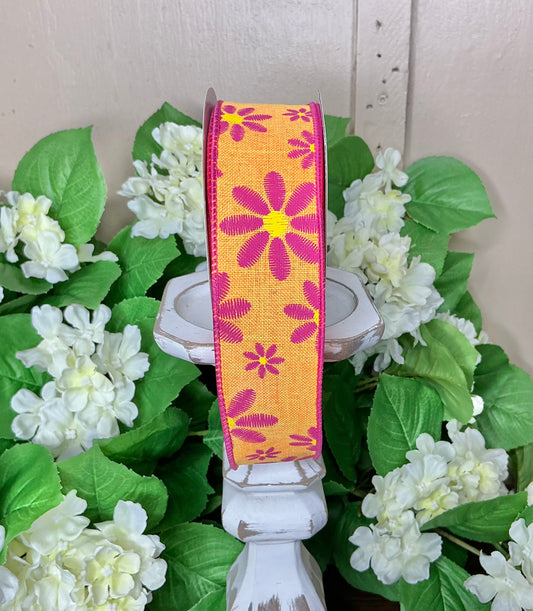 Orange/Pink daisy ribbon, RGE119120