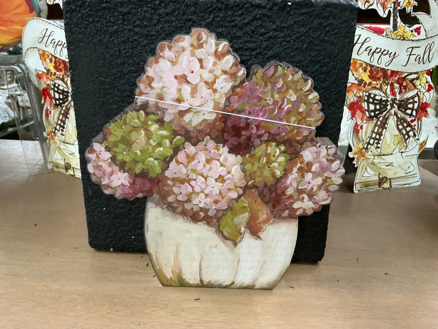 Acrylic Fall Hydrangeas in a pumpkin, Round Top Collection