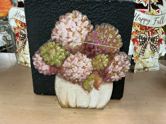 Acrylic Fall Hydrangeas in a pumpkin, Round Top Collection
