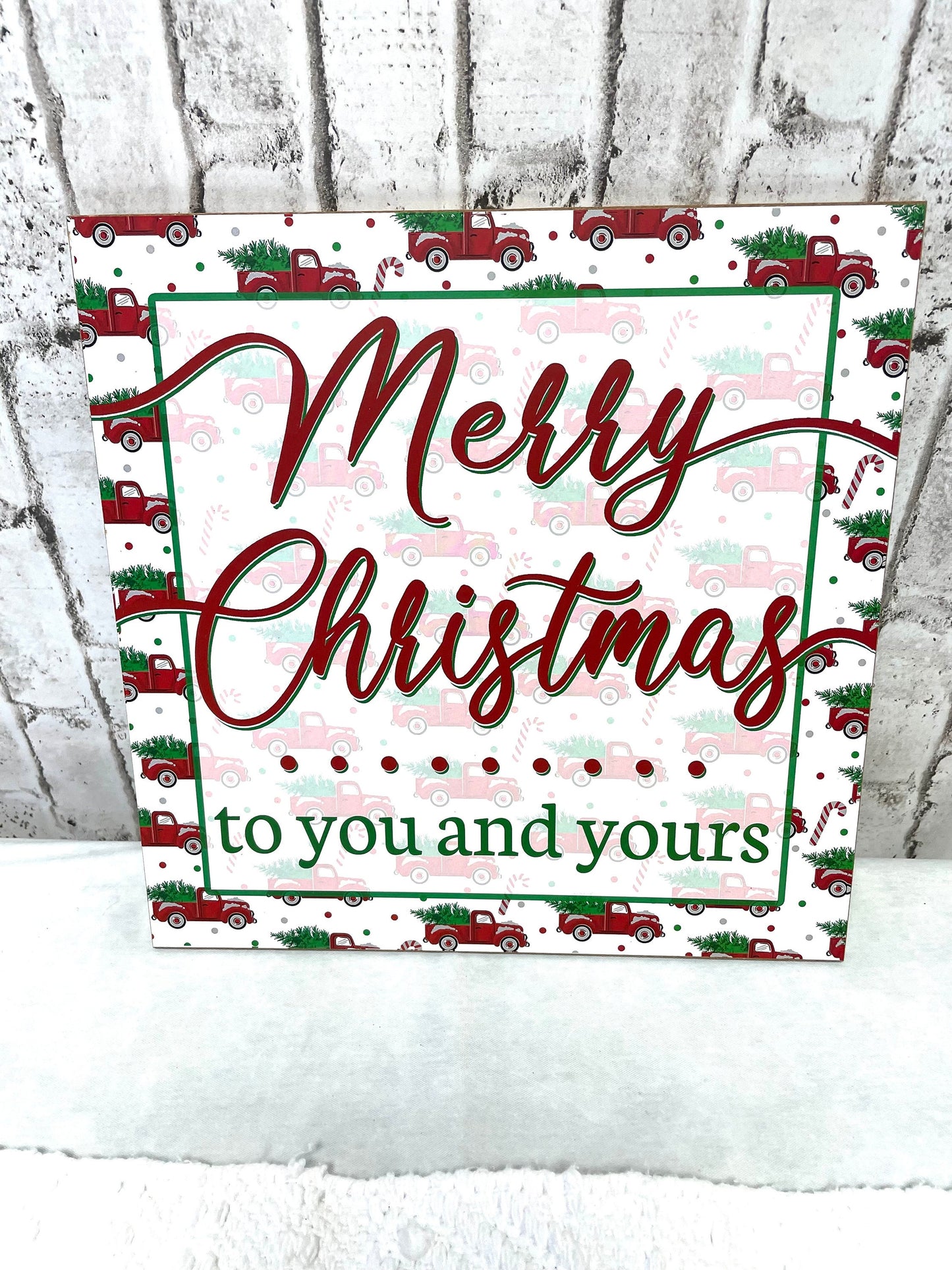 Christmas wreath sign, AP7010, red truck wreath sign