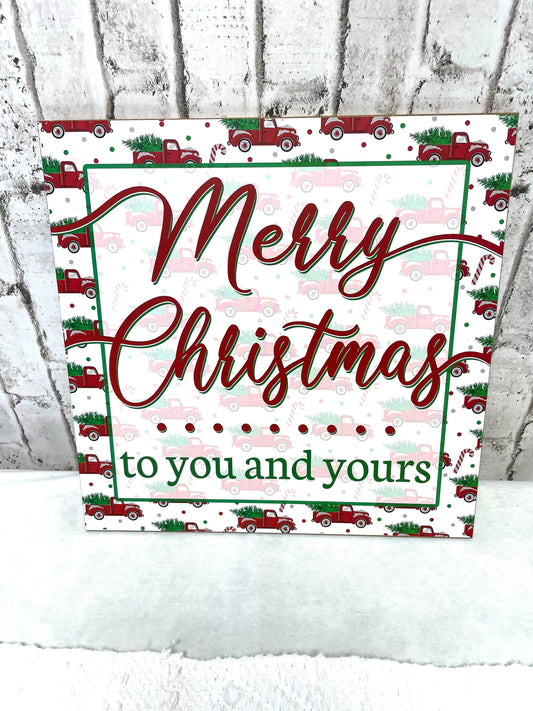 Christmas wreath sign, AP7010, red truck wreath sign
