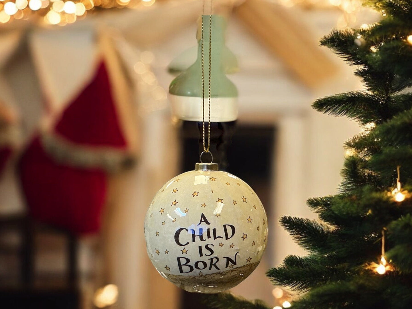 Child is Born with Stars, Nativity, Christmas Ornament, Wreath Embellishments