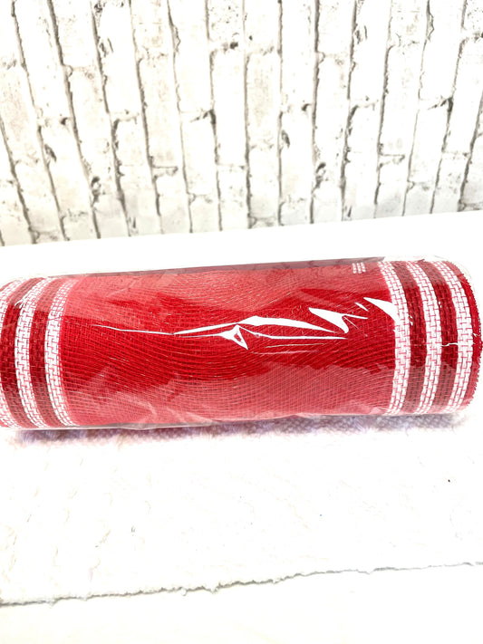 Red border mesh, RY832549, red white border mesh, Christmas mesh, everyday mesh, valentines mesh, watermelon mesh, strawberry mesh, red mesh