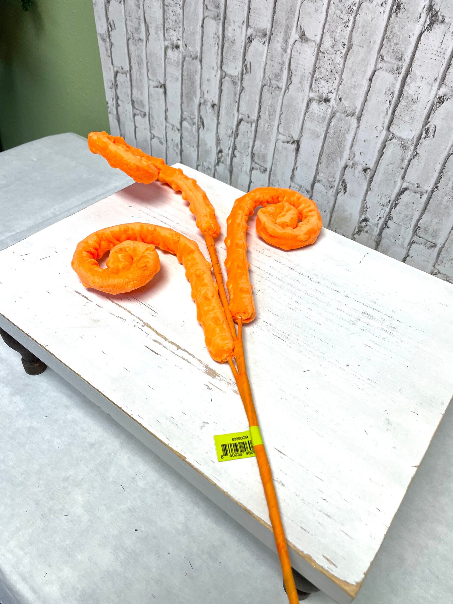 Orange curly spray, 63390OR, curly spray, orange spray, Easter curly spray, spring curly spray, summer curly spray, Halloween curly spray