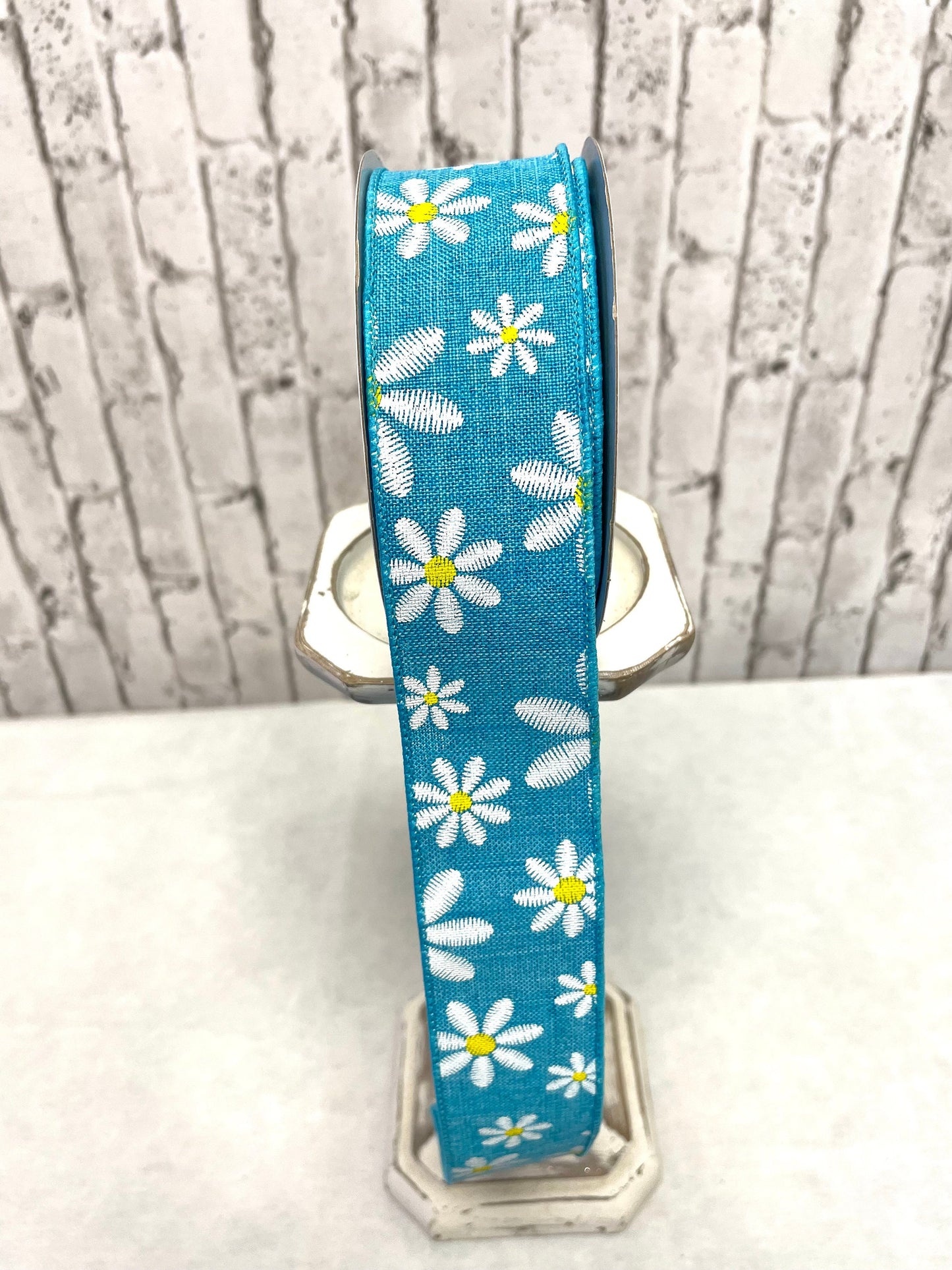 Spring turquoise daisy ribbon, RGE119134