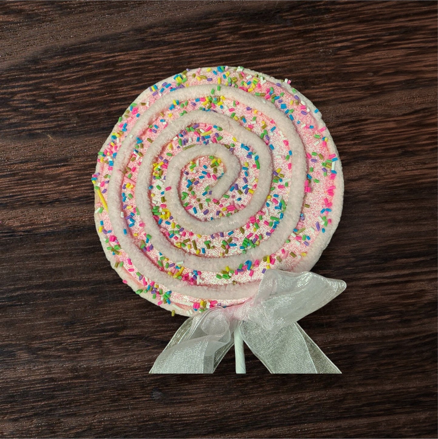 Pink Sprinkle Lollipop, 6” Dia
