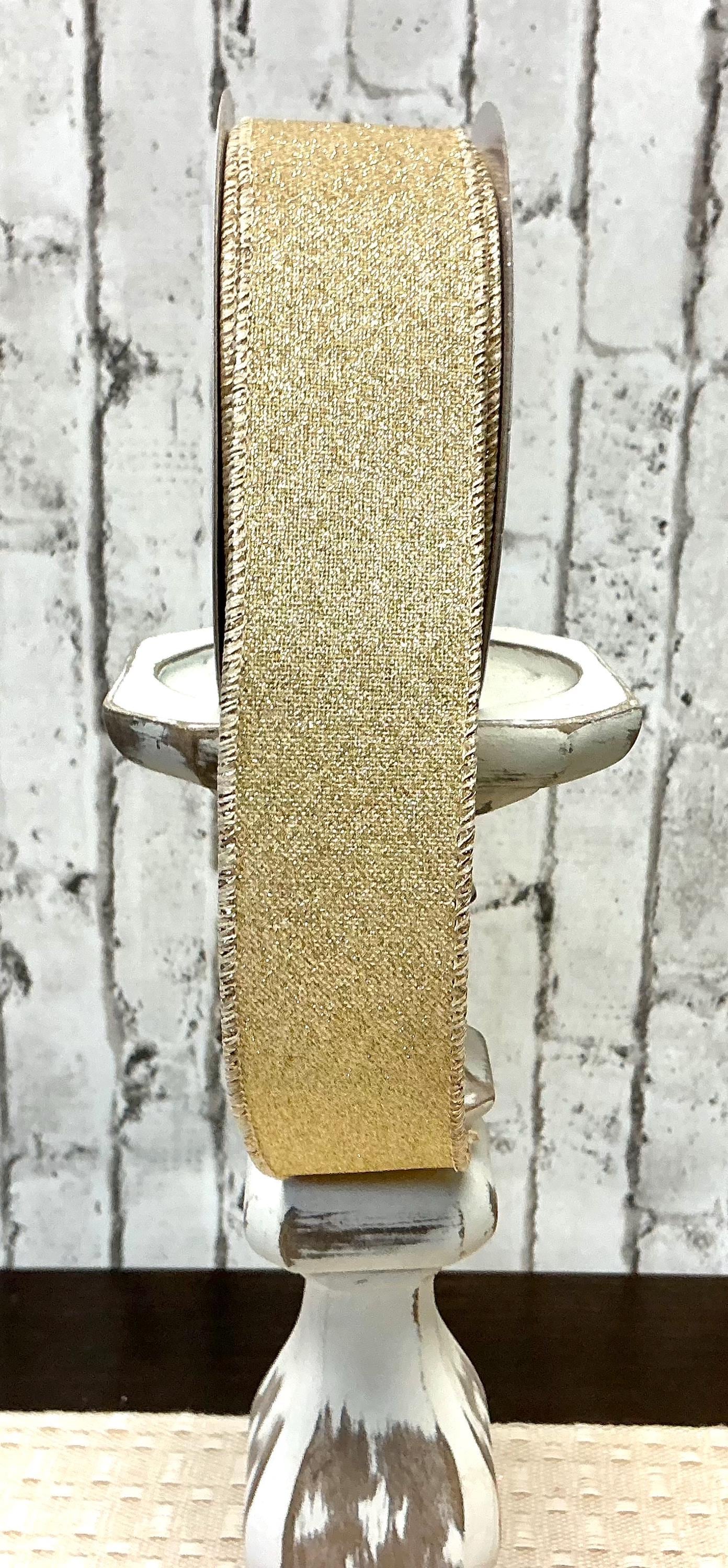 Light gold Shimmer ribbon, 1.5” x 10YD, Wired, RGE1380YH