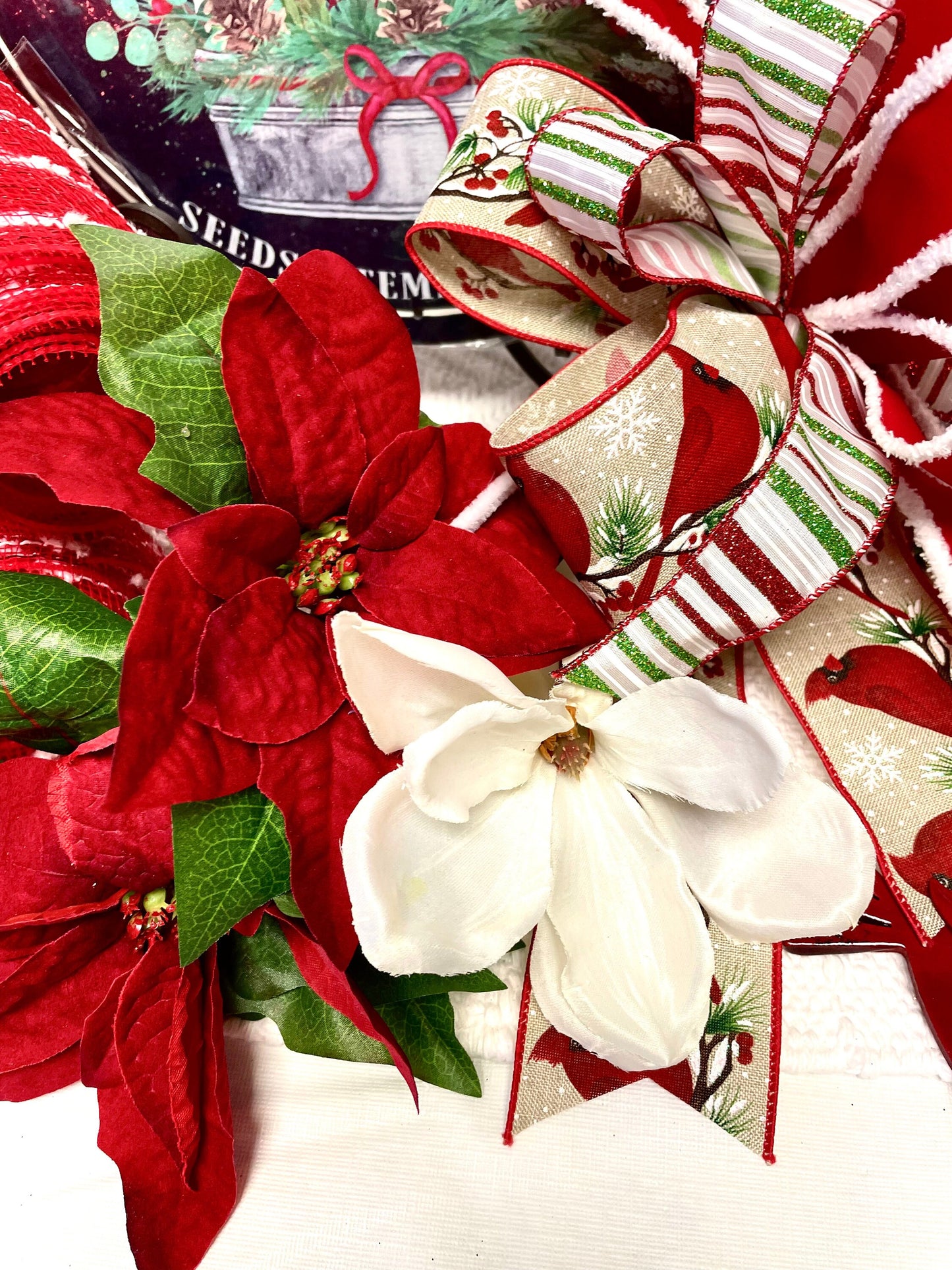 Christmas wreath with flower market sign, Christmas wreath, flower market wreath, Christmas decor, free shipping