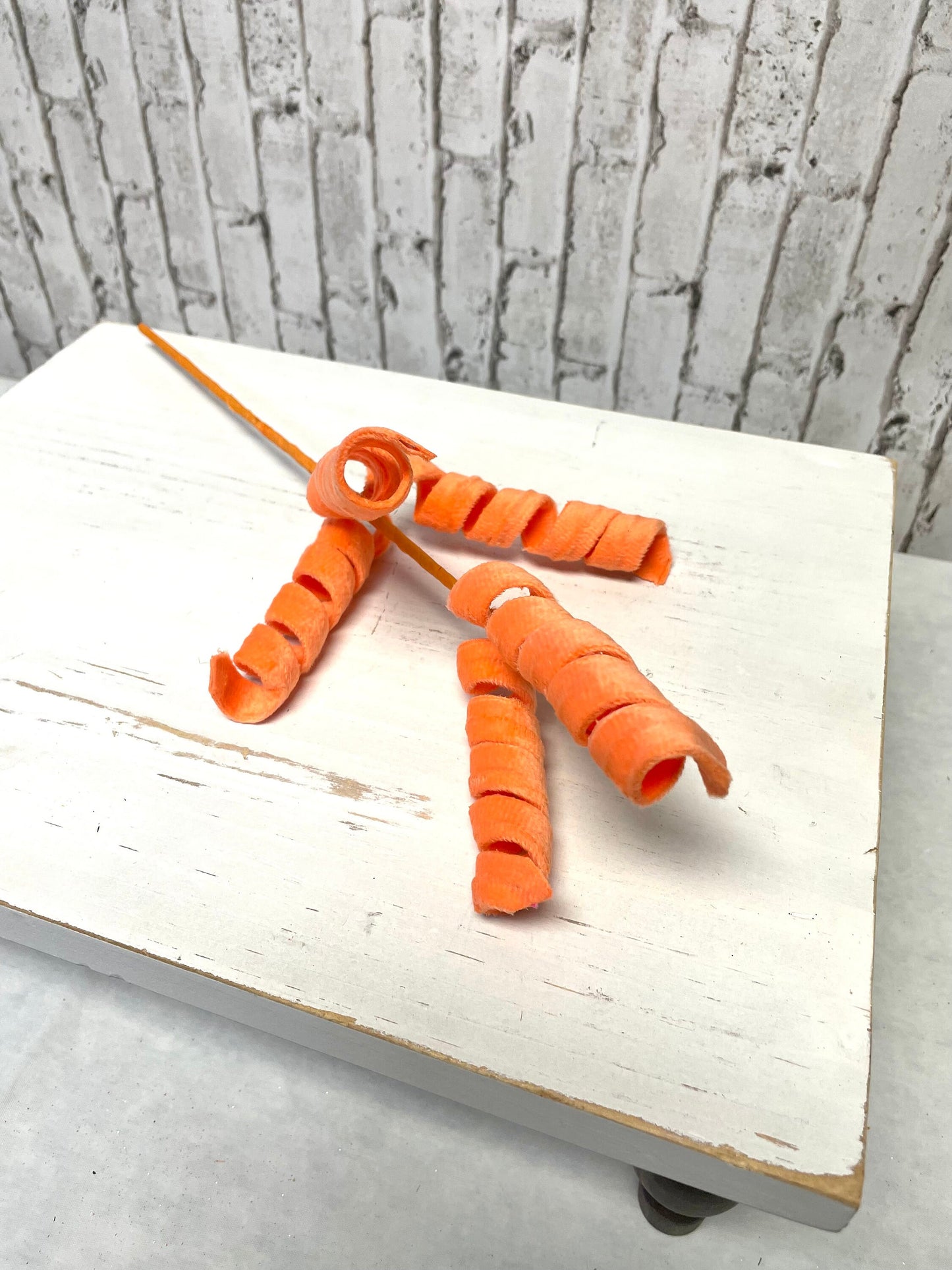 Orange velvet curly spray, 63388OR, orange curly spray, spring curly spray, Easter spray, spring spray, summer spray, fall spray