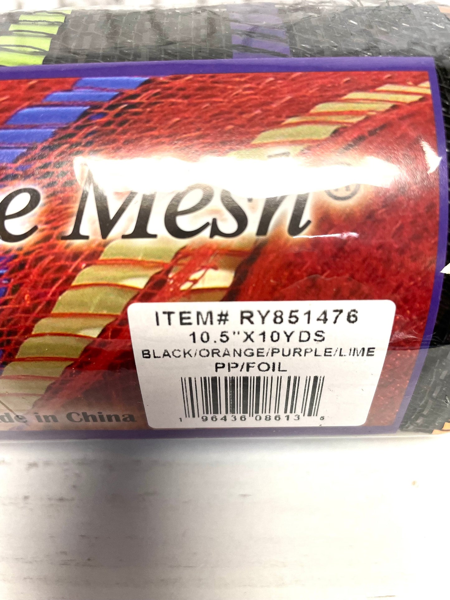 RY851476, metallic stripes Halloween mesh, black multi stripe Halloween mesh