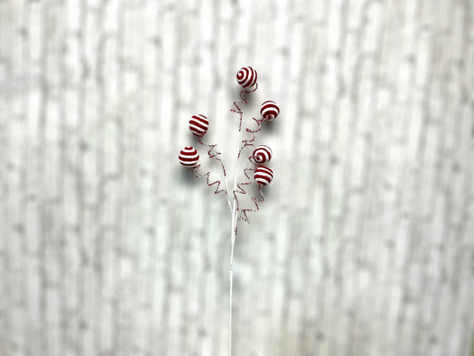 Striped Yard Ball Curly Spray, Red and White, Peppermint, XS117832