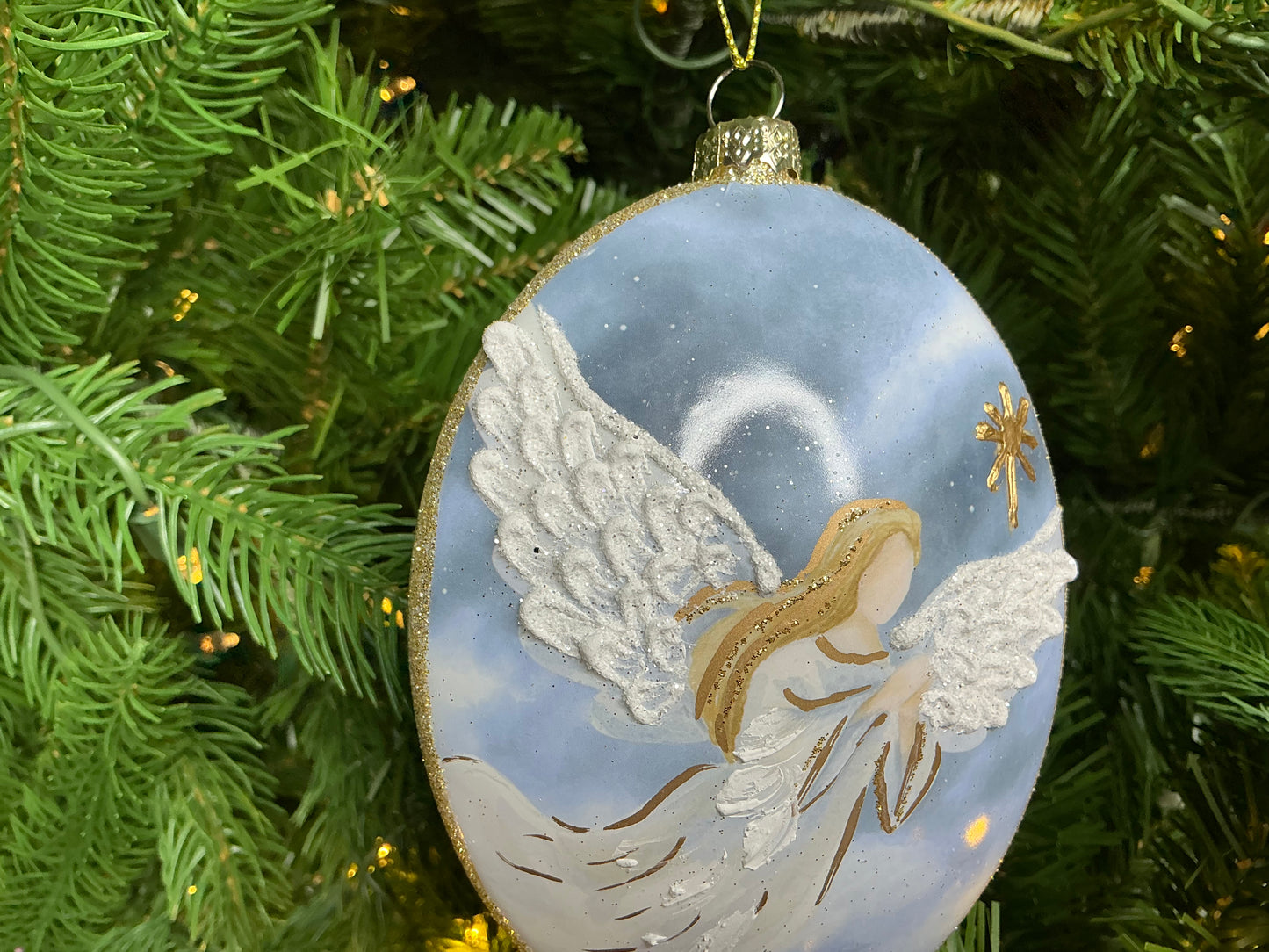 Angel Oval Glass Ornament