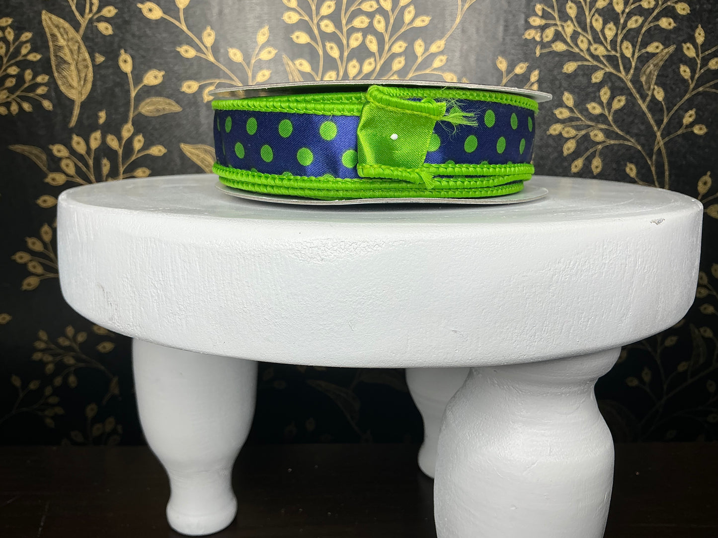 Blue with Green Dot Ribbon - Farrisilk