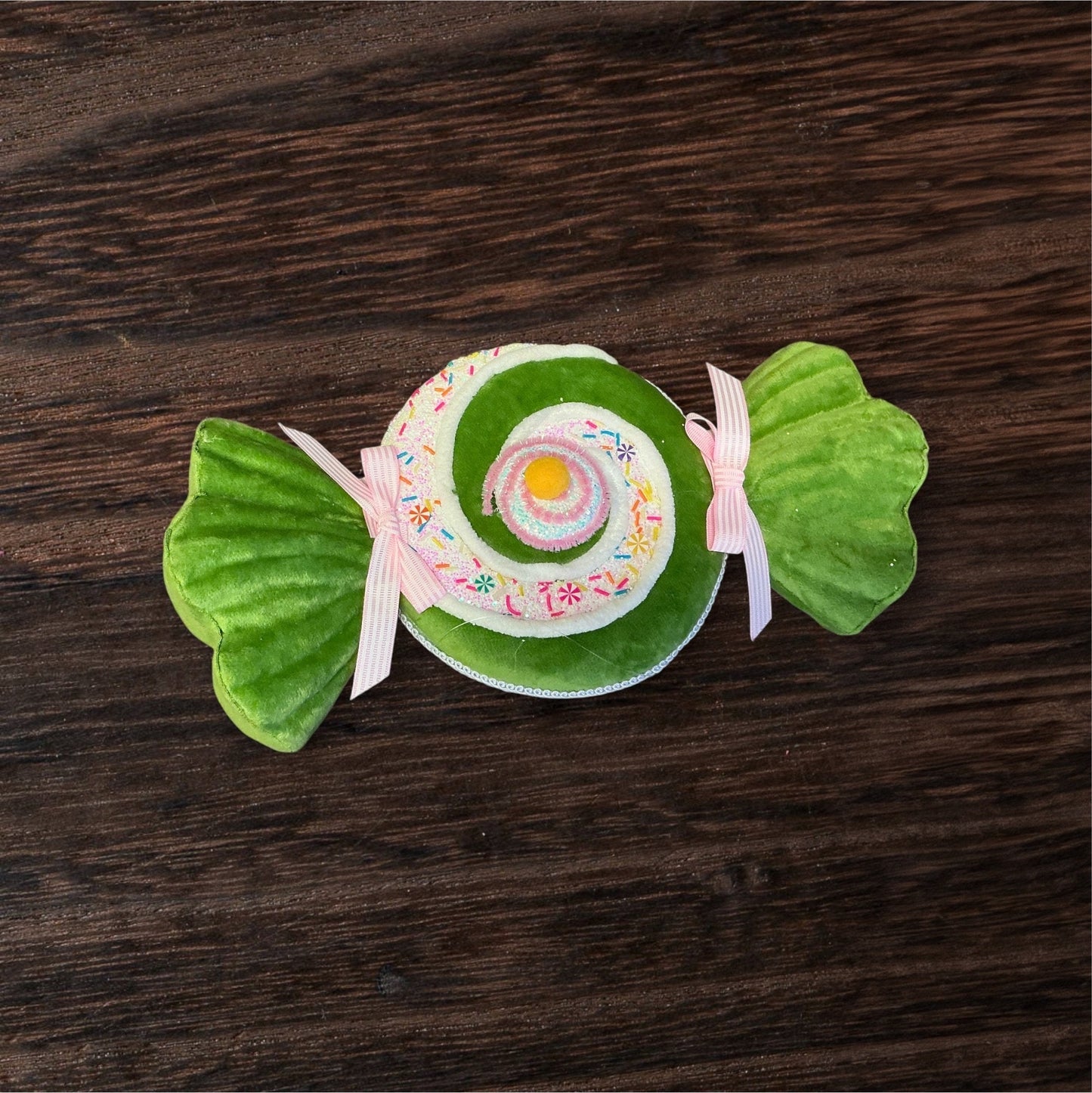 Green and White Candy, 15”, Mark Robert’s