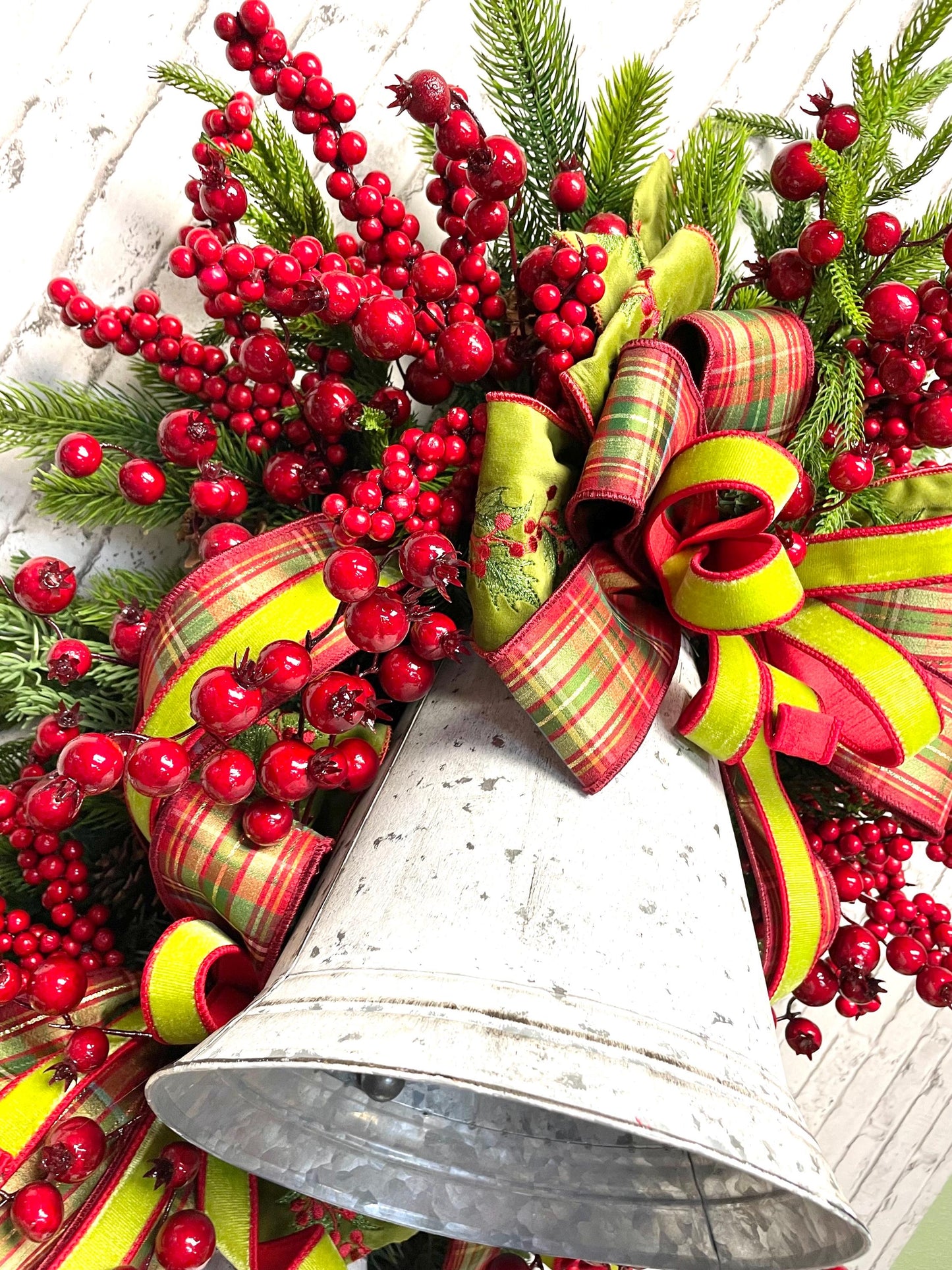 Big and incharge  XXL Christmas traditional country vintage bells and berries swag,  Christmas swag,  country swag, free shipping.