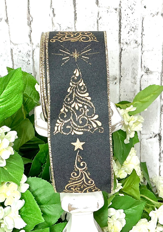 Black and gold tree Ribbon, RGF162302