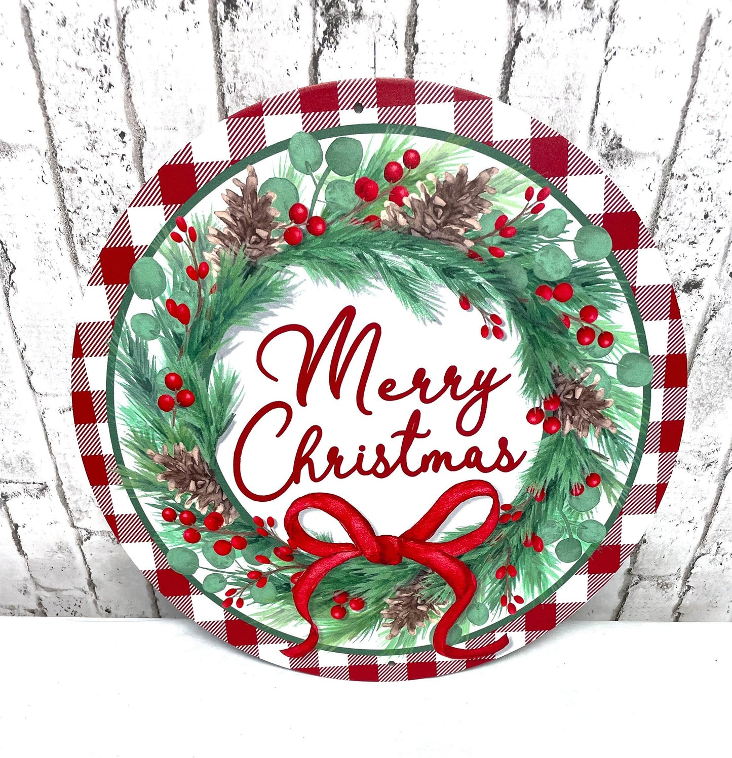Christmas sign, red merry Christmas wreath sign, Christmas wreath sign, merry Christmas sign, MD0977