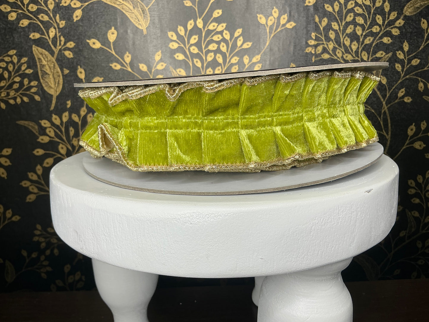 Green Velvet Pleated Ribbon - John Mark Ribbon