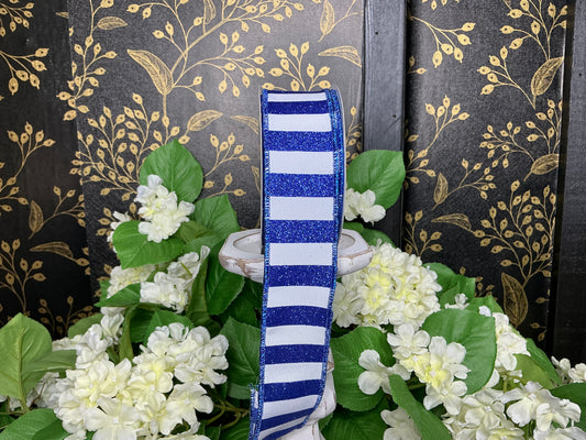 Blue/White Stripes Ribbon - 1.5”