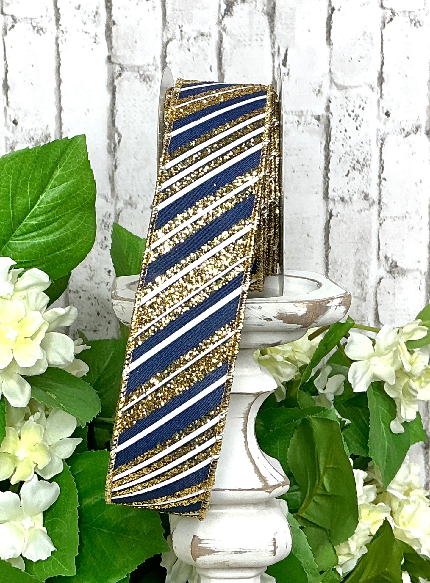Blue ribbon with gold and white stripes, RGE18524A