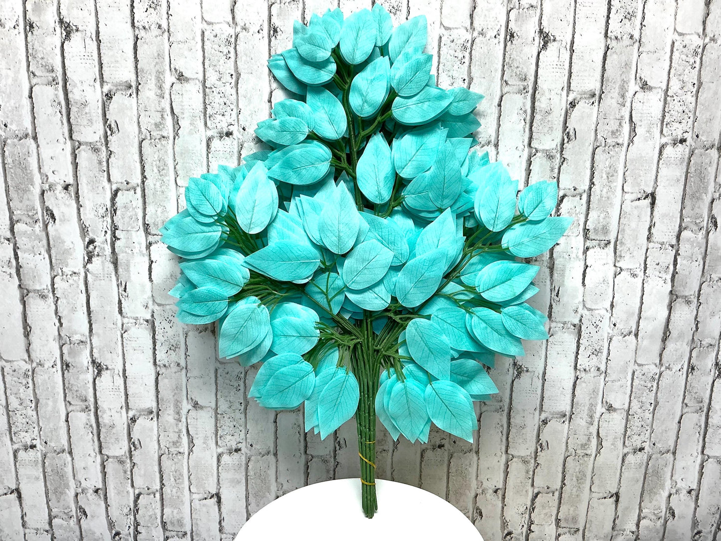 Robin Egg Blue Ficus Leaf Bundle, 12pc per bundle, 23” L, FG633742