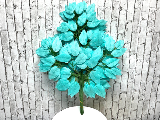Robin Egg Blue Ficus Leaf Bundle, 12pc per bundle, 23” L, FG633742