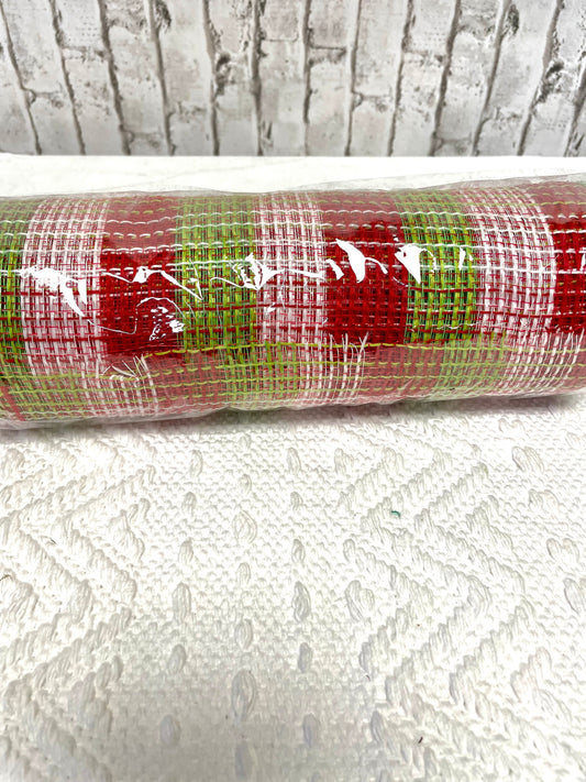 Small check mesh, Christmas mesh, red white and green mesh, RY8322D7