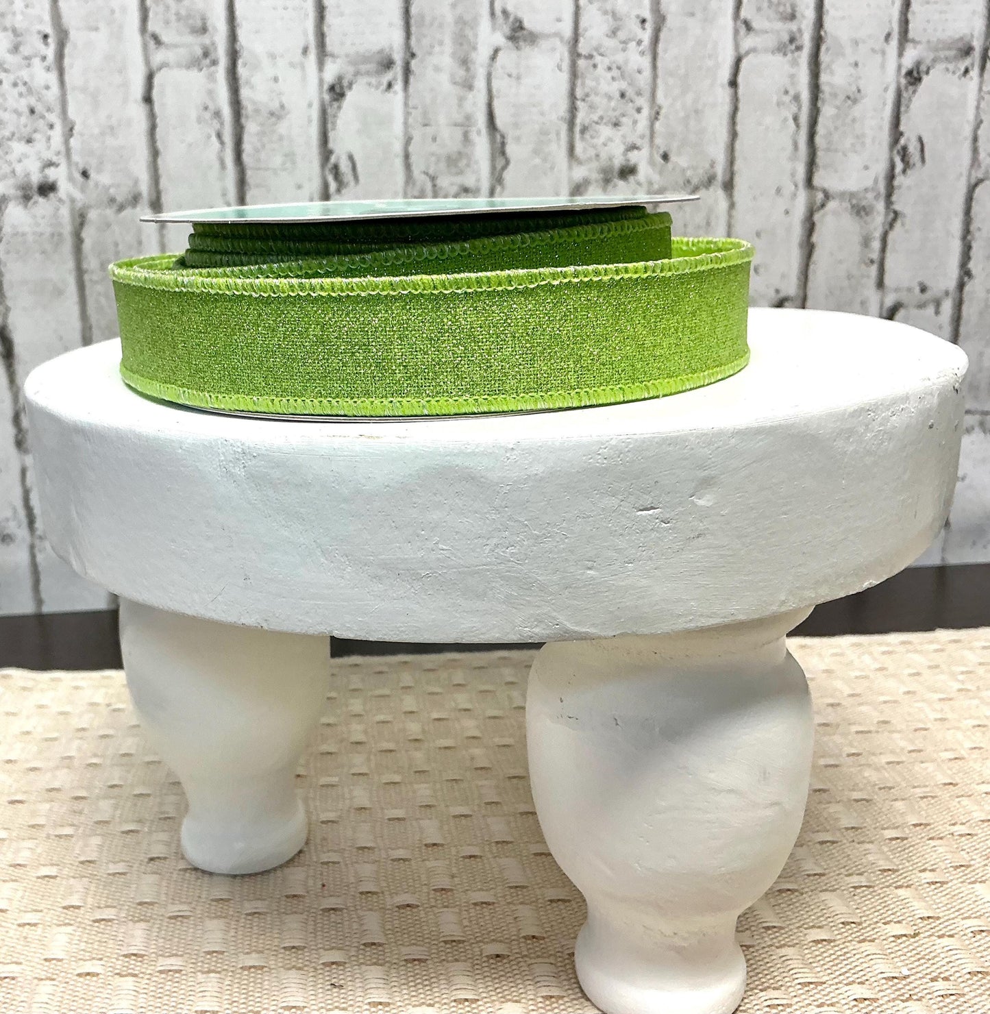 Bright Green Shimmer Ribbon, 7/8” x 10YD, Wired, RGE738009