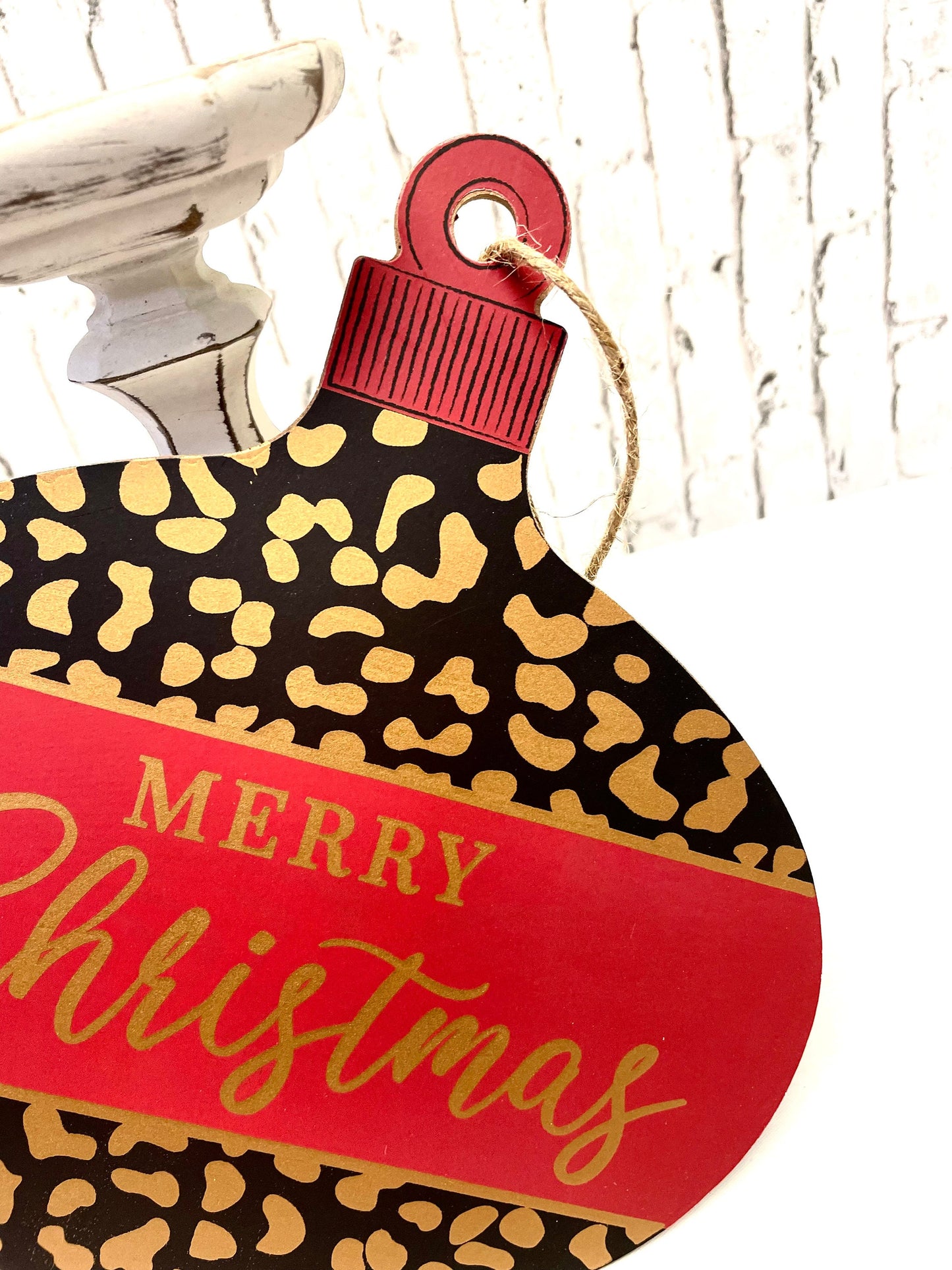 Merry Christmas leopard sign