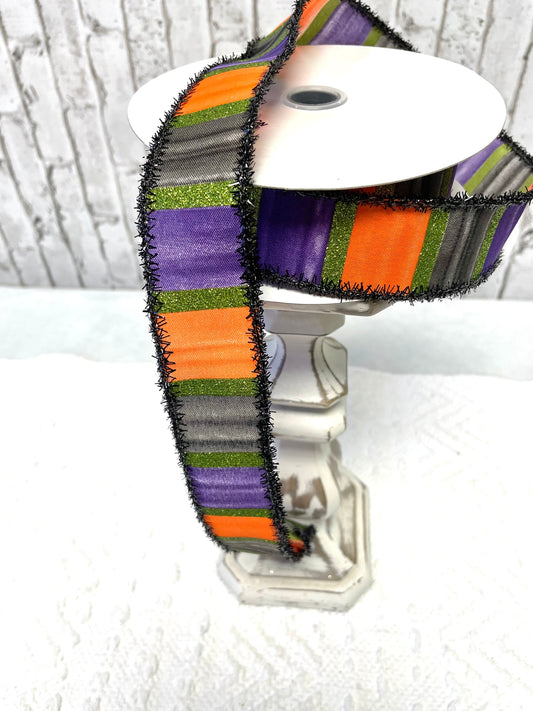 Halloween wide striped ribbon with Tercel trim, RGO8443CN