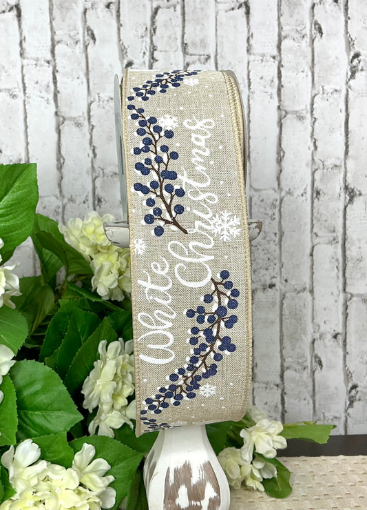 White Christmas Ribbon With blue, RGF137619