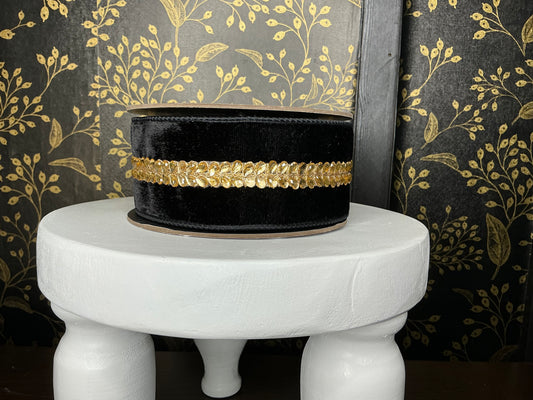 Black Velvet gold drop Jewel ribbon - Vickerman