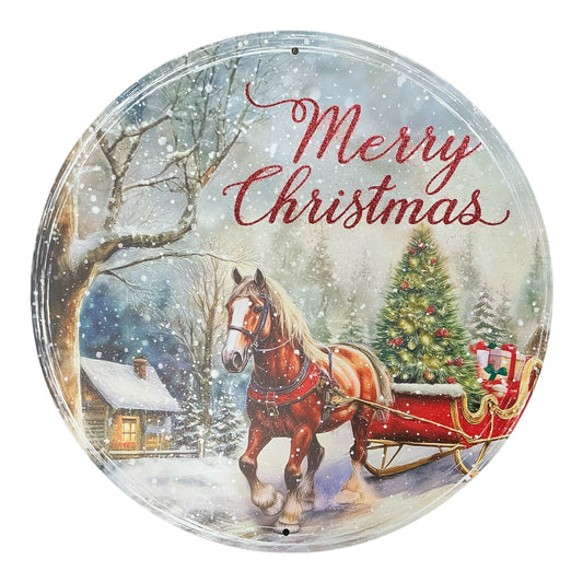 Horse Christmas Sign, 12” DIA, MD167524