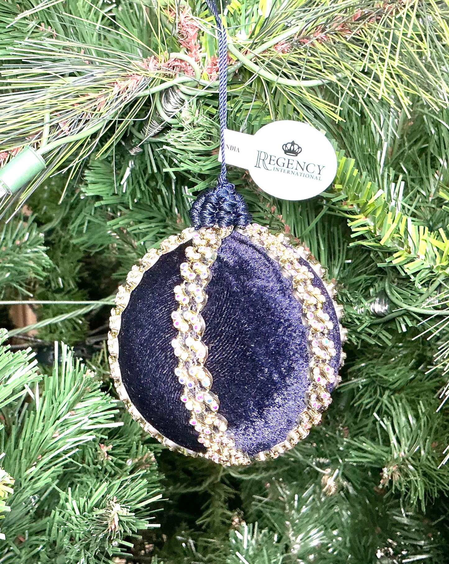 Navy jeweled ball ornament, MTX75361