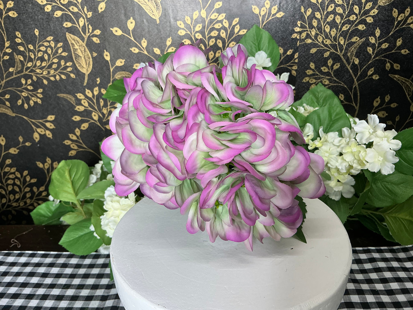 Purple/Green Hydrangea Stem - Real Touch