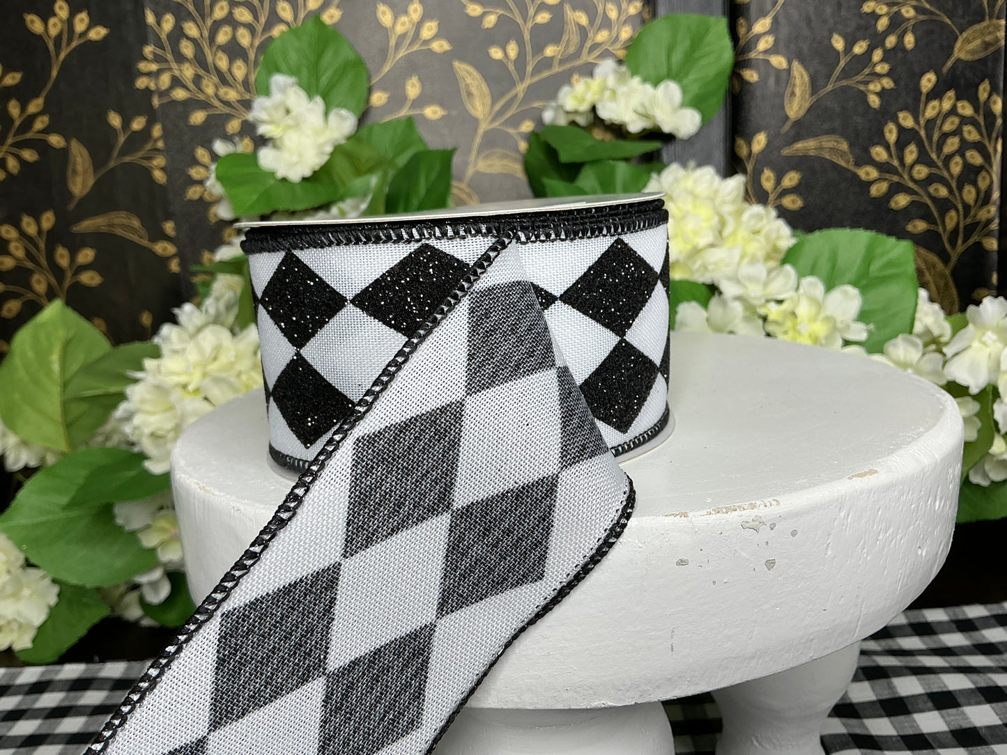 Black/White Harlequin Ribbon