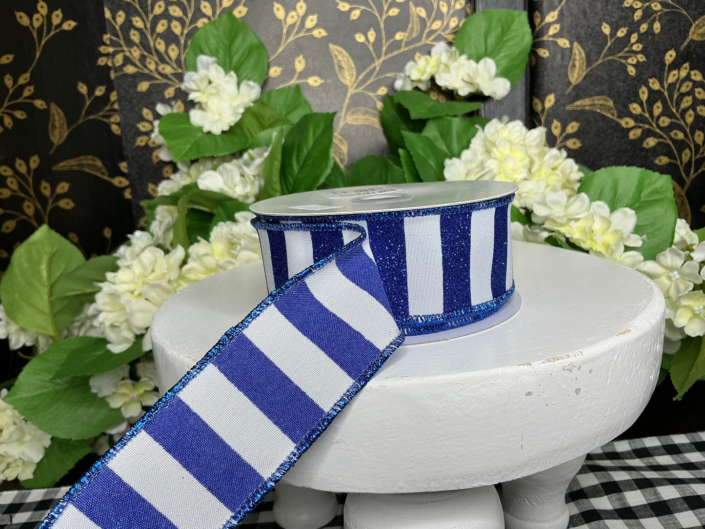 Blue/White Stripes Ribbon - 1.5”