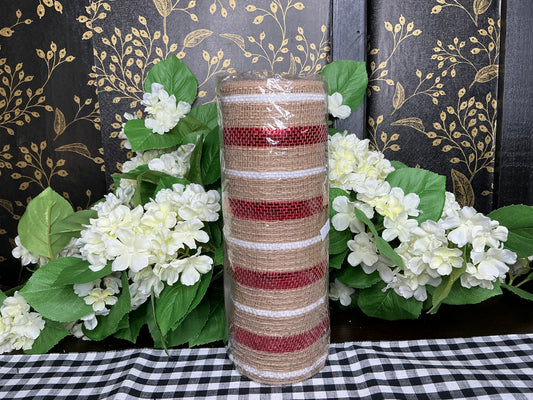 Natural Mesh with Red and White Stripes